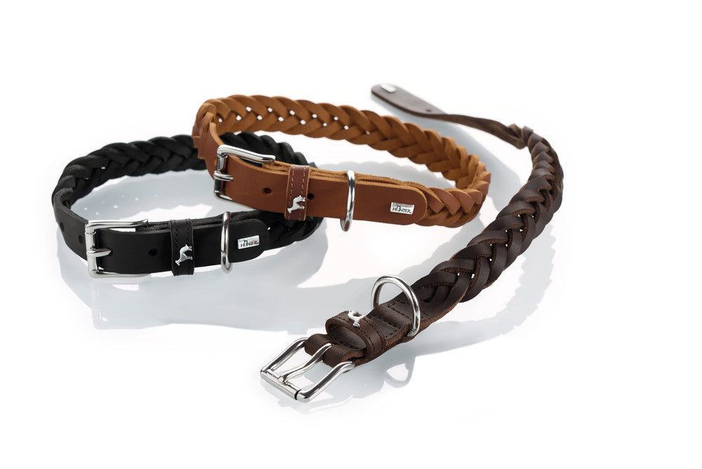 SOLID EDUCATION Special Collar - Hunter-petstore -cow leather -hand-braided -made from a single piece of leather -made in Germany