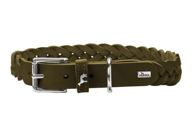 SOLID EDUCATION Special Collar - Hunter-petstore -cow leather -hand-braided -made from a single piece of leather -made in Germany