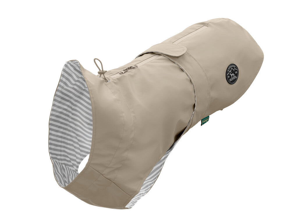 MILFORD Raincoat - Hunter-petstore -lightweight wind repellent and waterproof raincoat for dogs -with neck collar and closed belly area -individually adjustable belly strap with Velcro fastener -opening for the attachment of a leash to the collar and harness -elastic loops for the hind legs -attractive, classic design -washable at 90 °F