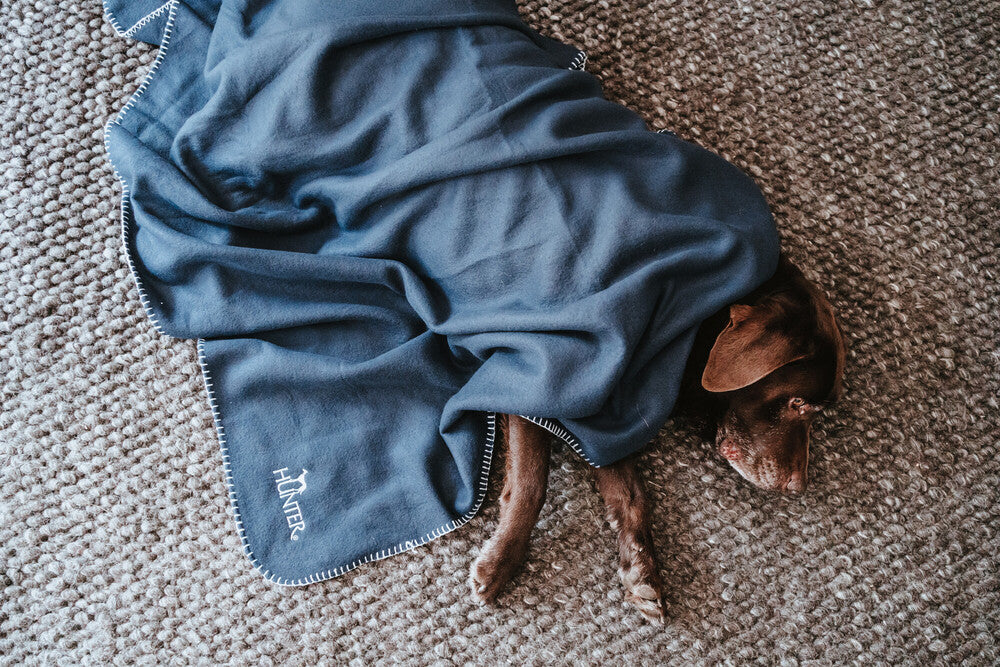 CASPER Blanket - Hunter-petstore -cozy dog blanket for at home or when traveling -with simple design and discreet HUNTER embroidery -can be used individually or as an insert for transport boxes or dog beds -can be stowed away to save space -washable at 90 °F