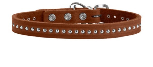 AALBORG Style Collar - Hunter-petstore -heavily greased full cowhide -durable and hard wearing -with stylish rivet trim -with leather key ring -made in Germany