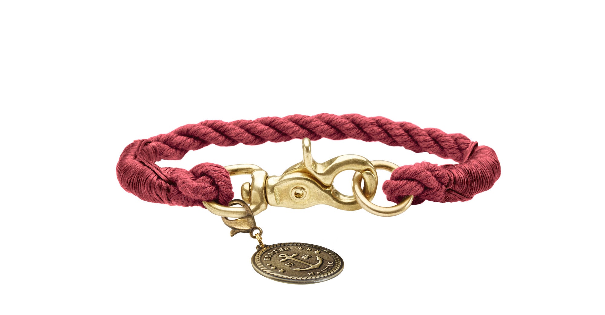 LIST Collar - Hunter-petstore -nautical rope look -robust braiding -with scissor carabiner -brass fittings -with detachable brass badge -not adjustable -ideal for small dogs -Ahoy there!