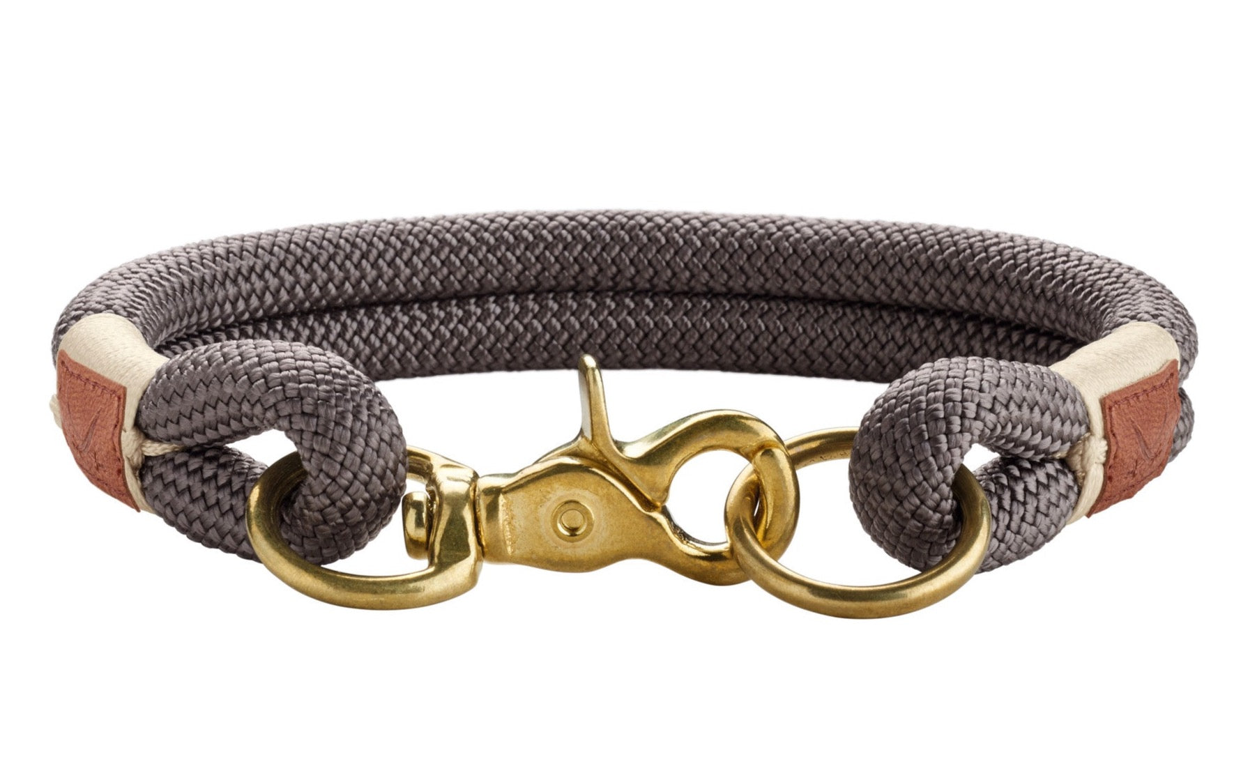 SANSIBAR Rantum Collar - Hunter-petstore -collar made from two layers of rope -real leather patch with Sansibar logo -brass fittings -with scissor carabiner -not adjustable -striking color accents