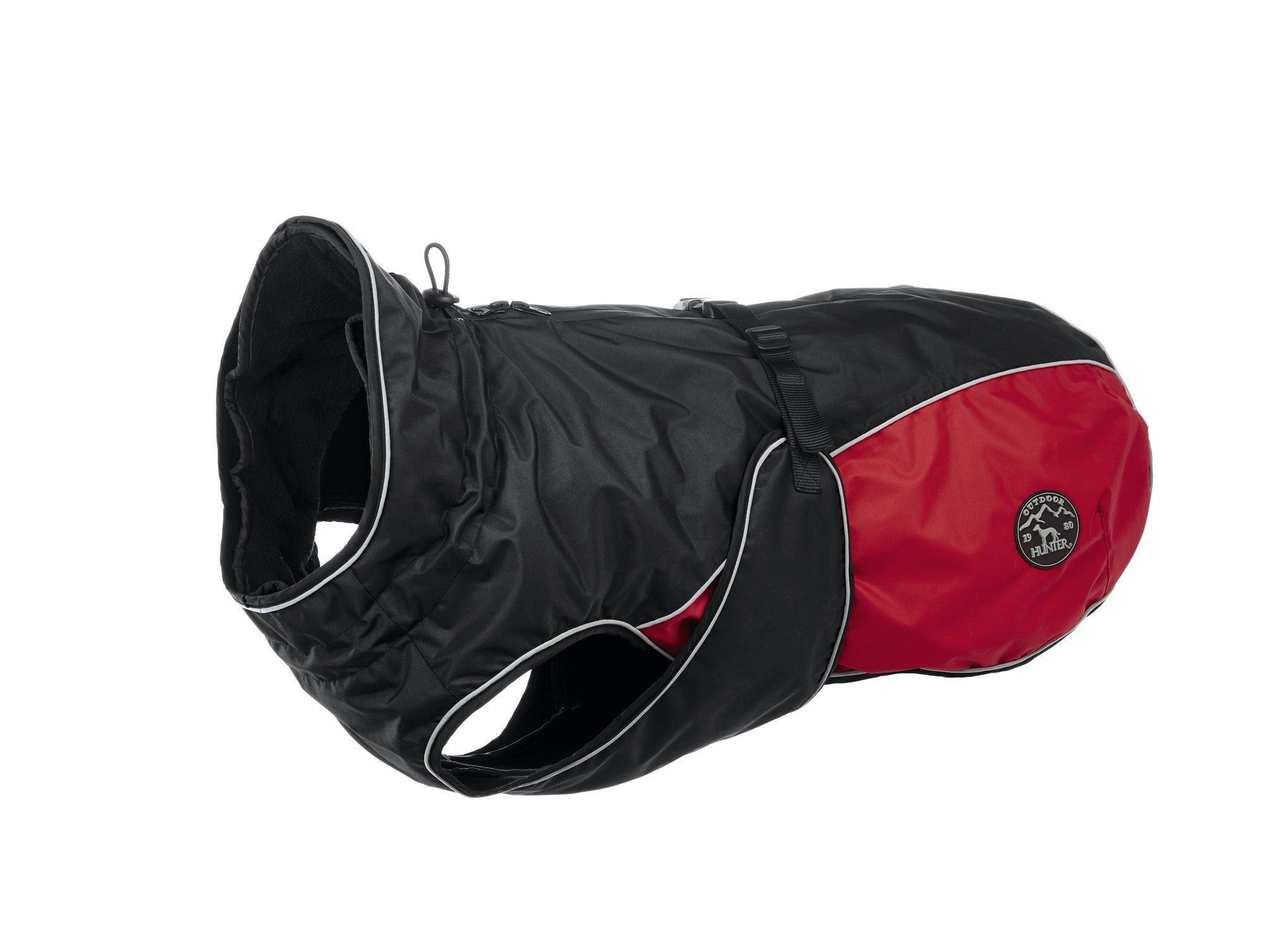 UPPSALA Coat - Hunter-petstore -Warming, plush inner lining -Soft dog coat for very cold and rainy days -With neck collar and closed belly area -Sporty design and reflective piping -Optimum freedom of movement and individually adjustable fit -Opening for the attachment of a leash to the collar and harness -Elastic, length-adjustable loops for the hind legs -Washable at 86 °F