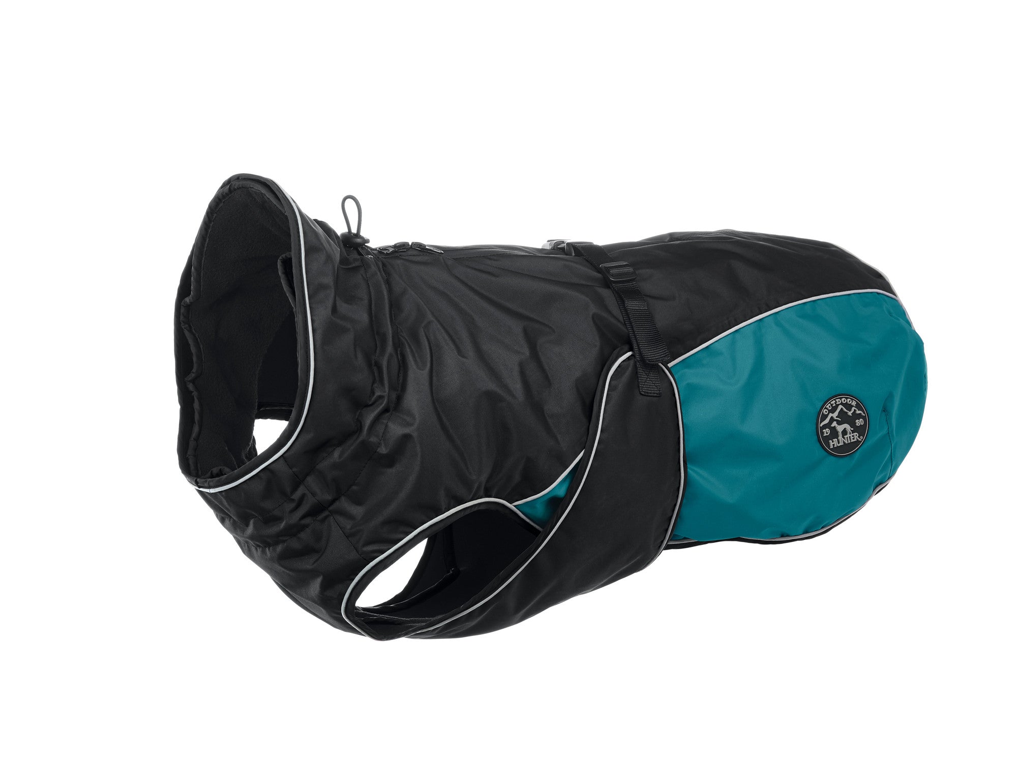UPPSALA Coat - Hunter-petstore -Warming, plush inner lining -Soft dog coat for very cold and rainy days -With neck collar and closed belly area -Sporty design and reflective piping -Optimum freedom of movement and individually adjustable fit -Opening for the attachment of a leash to the collar and harness -Elastic, length-adjustable loops for the hind legs -Washable at 86 °F