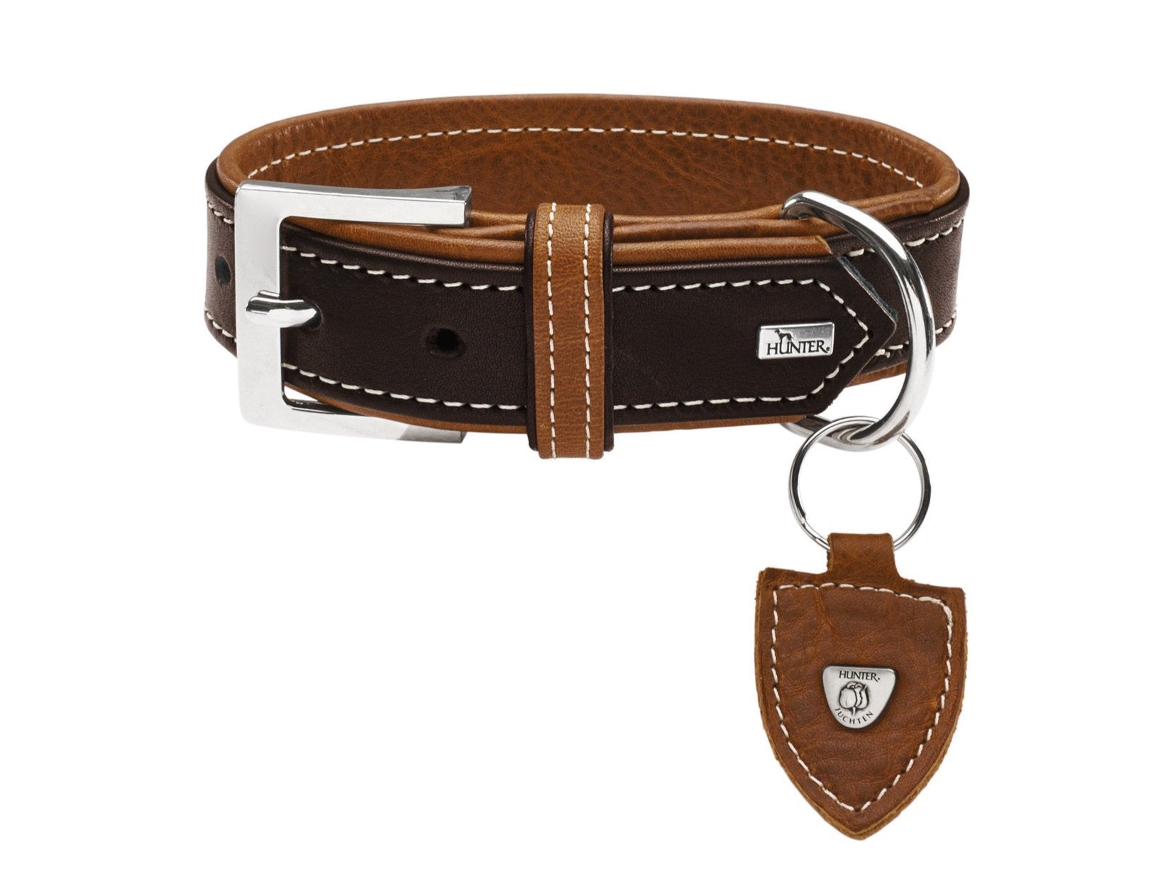 TARA Collar - Hunter-petstore -Classic dog collar, universally usable -With removable key ring -Elegant, rustic design -Supple and hard-wearing -Water- and dirt-repellent -Textile inner reinforcement for more stability -Made in Germany