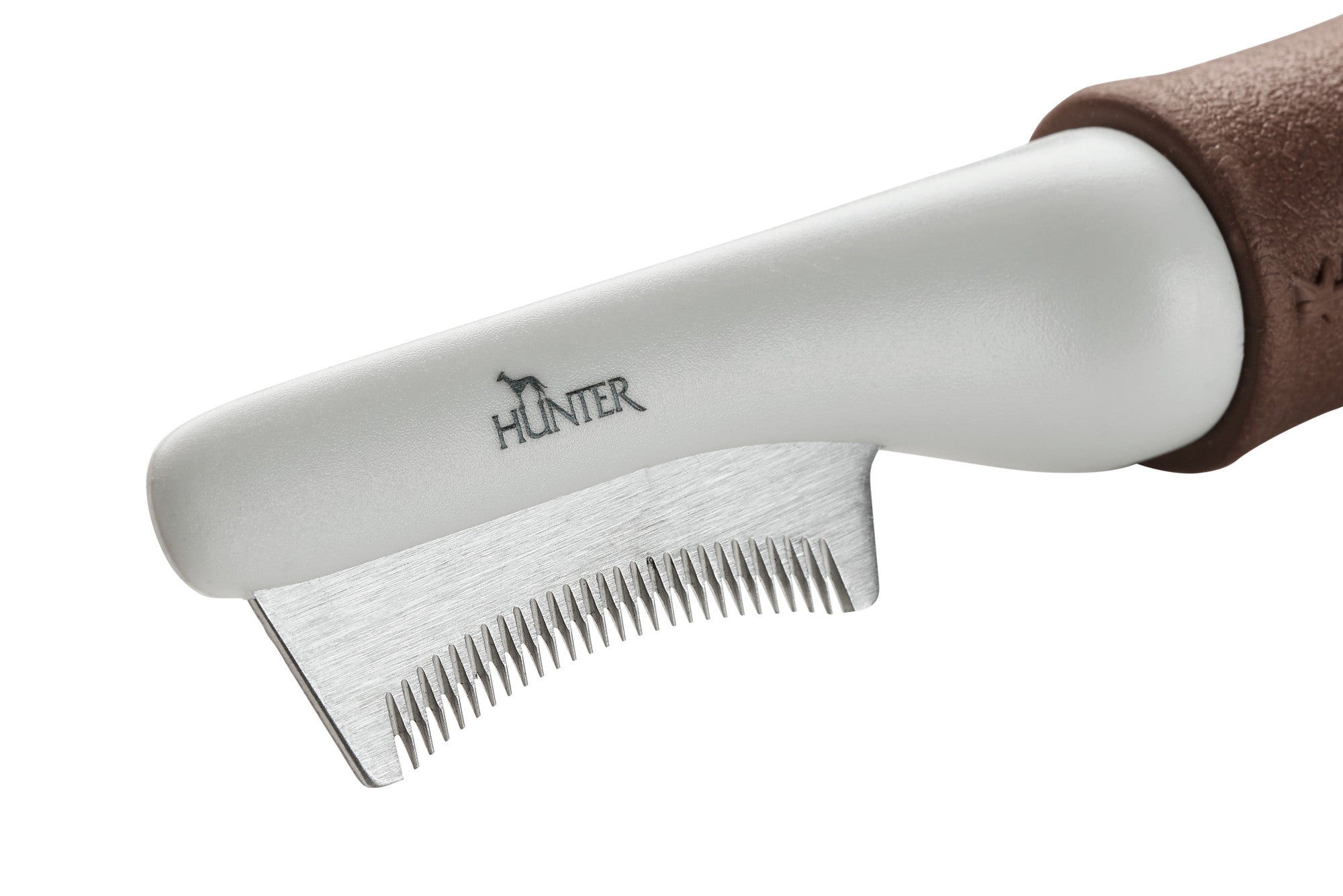 Trimming Knife Sickle SPA - Hunter-petstore -suitable for short-haired, medium-length and long-haired dogs -allows the removal of loose top coat fur -for spots that are hard to reach -high-quality steel blade, sickle-shaped fine -available in fine or coarse -ergonomic handle with a high-quality leather look