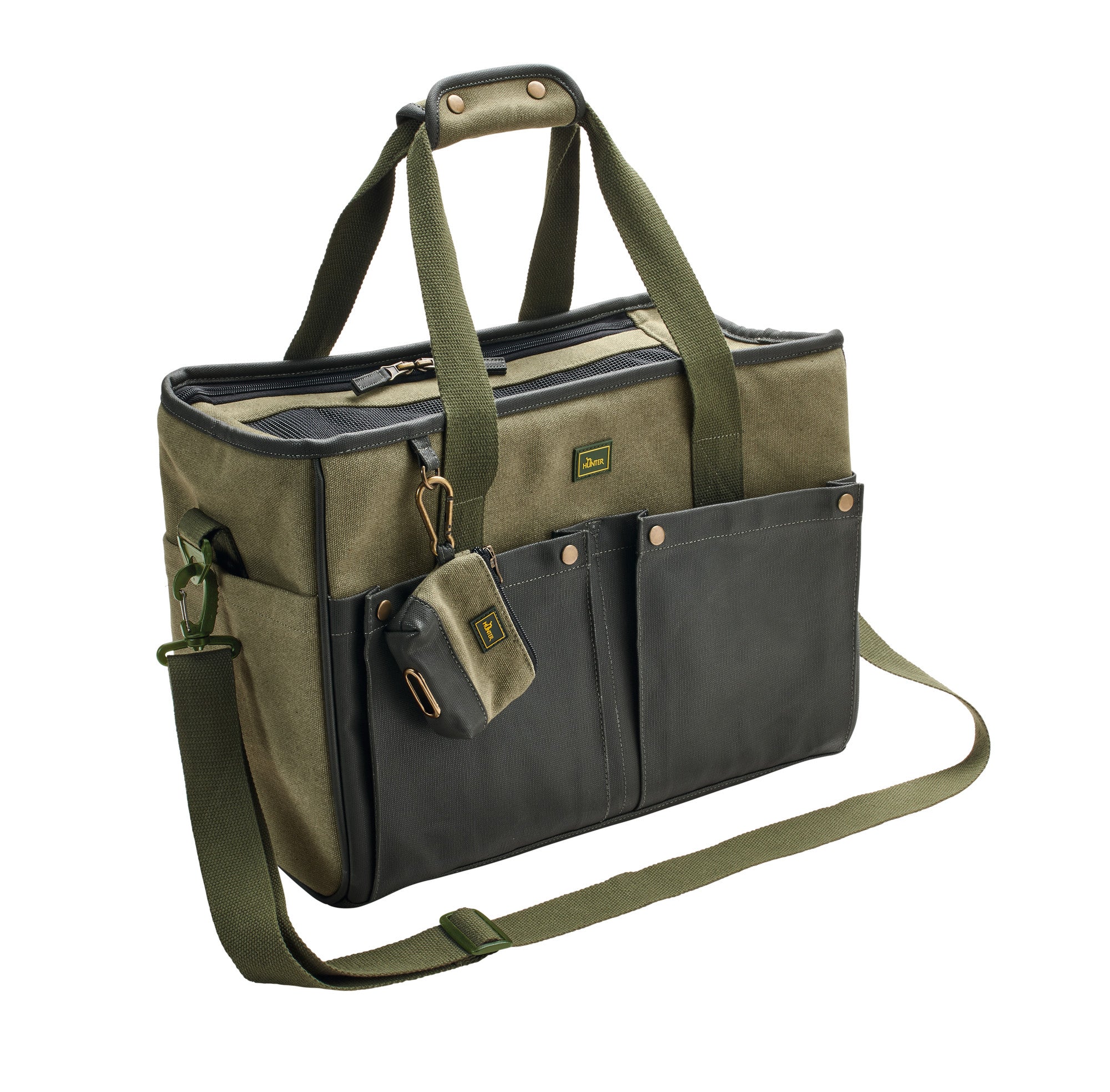 Carrier bag MADISON - Hunter-petstore -with removable, washable imitation lambskin inlay -with practical exterior pockets and dog waste bag carrier -can be carried in the hand or using the shoulder strap -max. load of 15 lbs