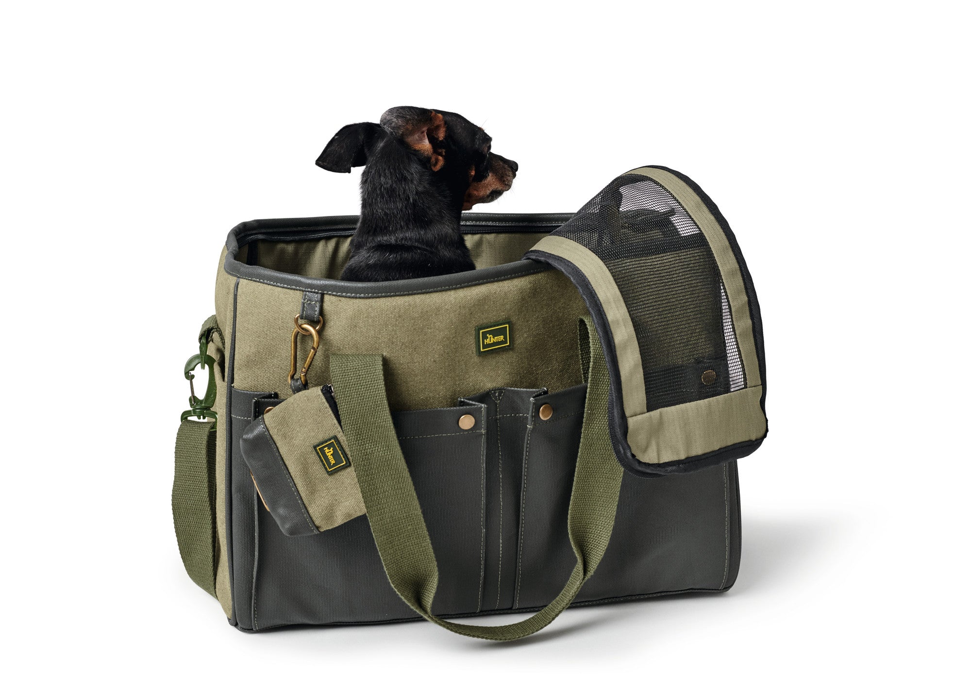 Carrier bag MADISON - Hunter-petstore -with removable, washable imitation lambskin inlay -with practical exterior pockets and dog waste bag carrier -can be carried in the hand or using the shoulder strap -max. load of 15 lbs