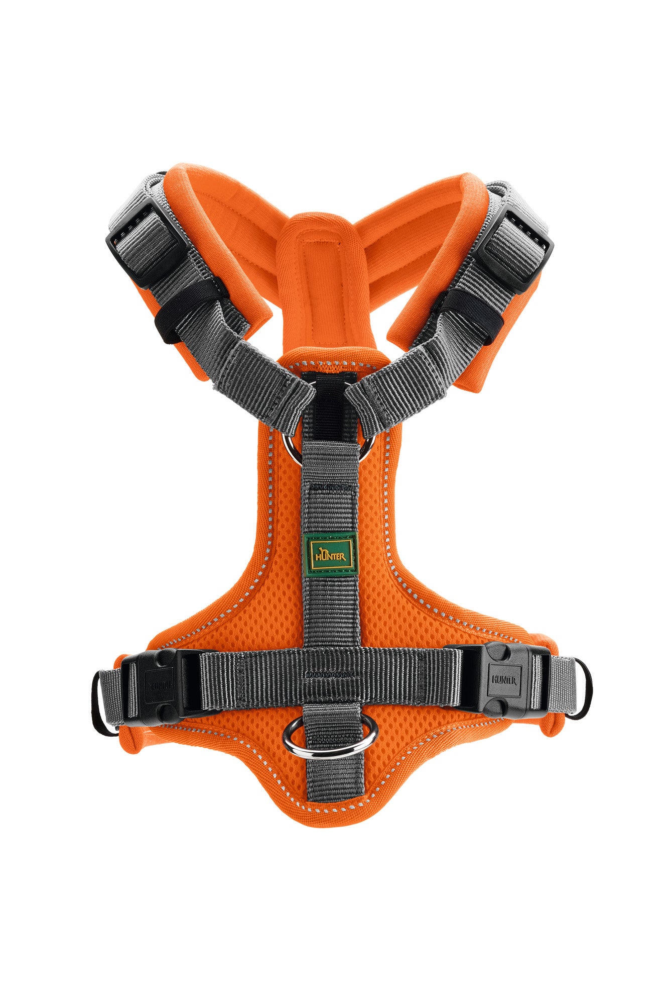 MALDON Up Harness - Hunter-petstore -Especially soft padding, particularly at the pressure points -Ideal fit -Highly reflective thanks to 3M™ Scotchlite™ Reflective Material components -With padded handle (from size S-M) -Fourfold adjustable