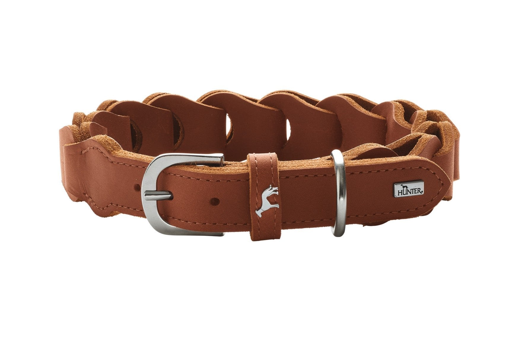 Solid EDUCATION Chain Collar - Hunter-petstore -Collar for leisure activities (not for training purposes!) -With handmade and interlinked leather elements -Special design provides pleasant, light tug damping at the dog's neck -Made in Germany