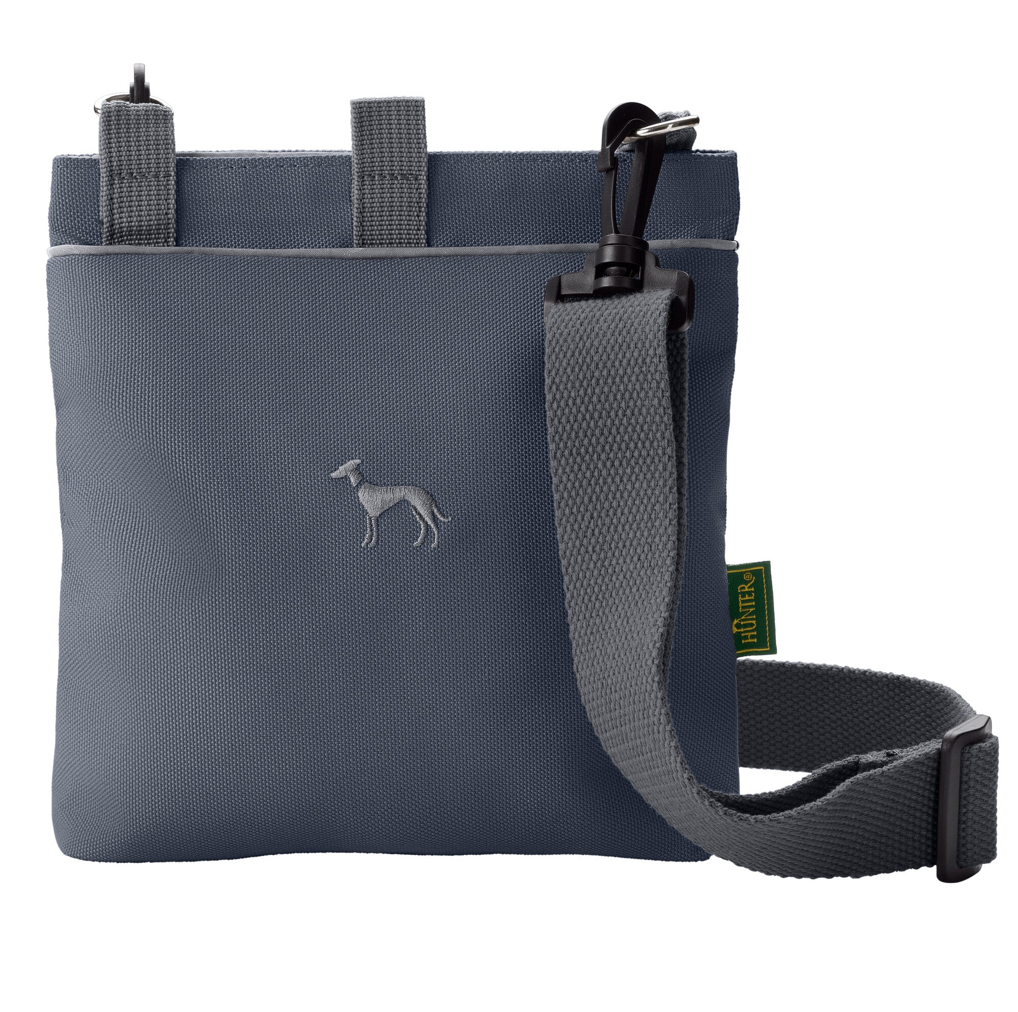 ALVA Treat Bag - Hunter-petstore -fillable snack bag to hang around or attach to your belt -ideal for storing all kinds of snacks -made of robust, waterproof outer material (100% recycled) -washable inner material (100% recycled) -easy to open and close with magnetic closure -with additional storage options for keys, mobile phone etc. -with all-round reflective piping for additional visibility