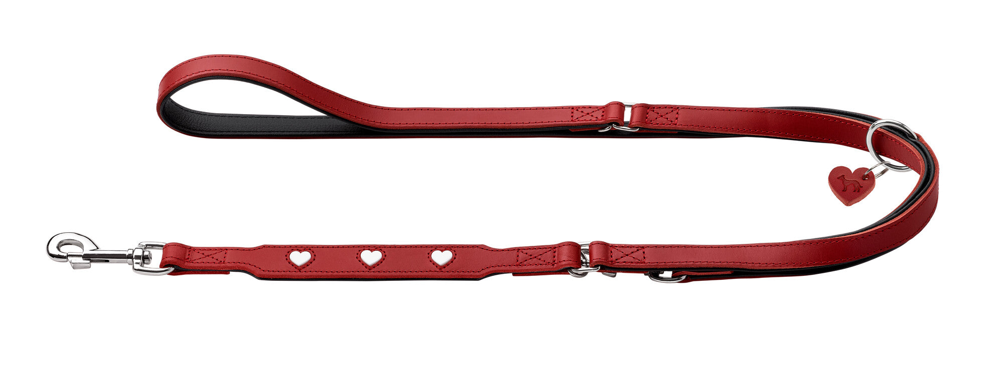 LOVE Training Leash - Hunter-petstore -especially soft cow leather -hearts are sewn in individually -3-fold adjustable -made in Germany