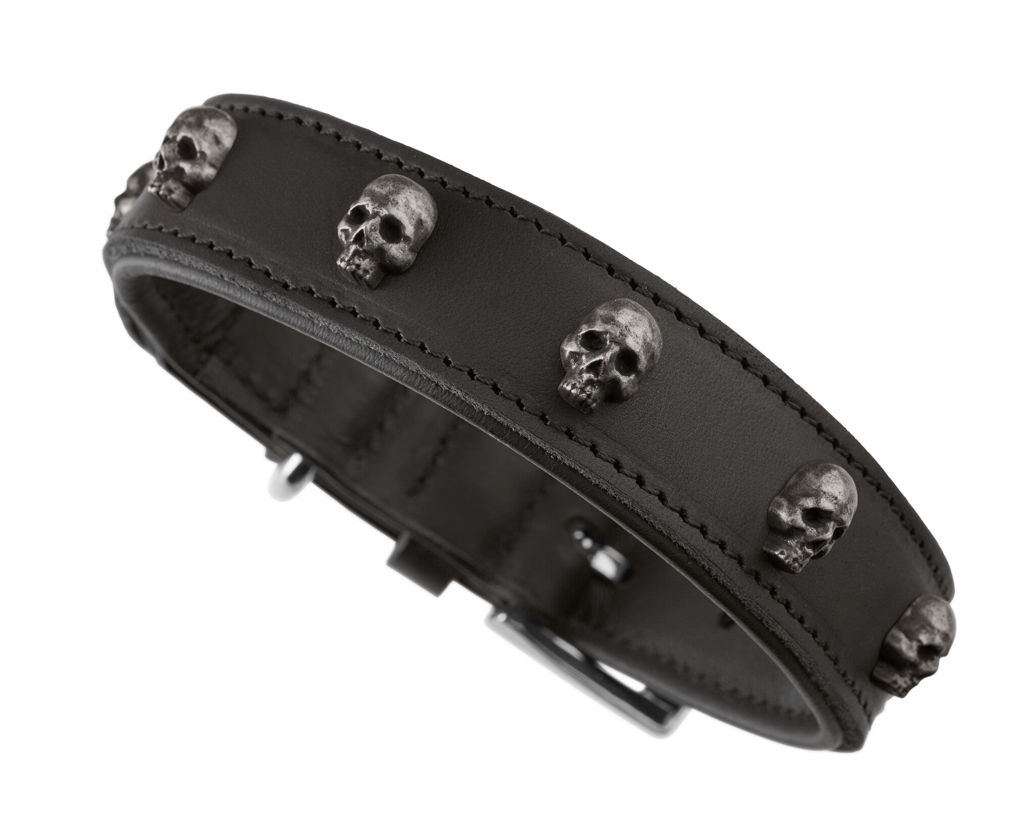 TIJUANA Collar - Hunter-petstore -classic collar, universally useable -particularly tough and hard-wearing leather -with decorative skull trim -with leather key ring -made in Germany