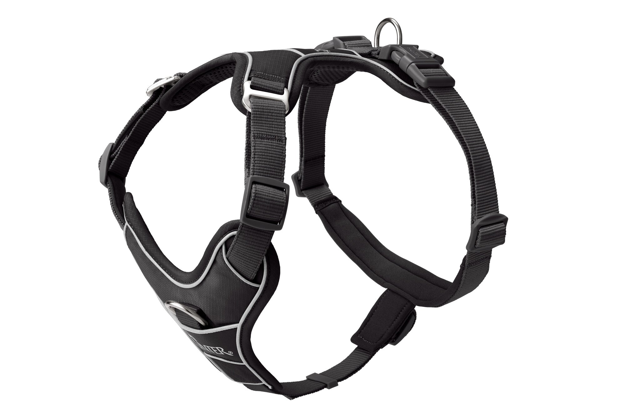DIVO Up Harness - Hunter-petstore -Front entry option for head shy dogs -5-way adjustment for ergonomic fit -Comfortable padding with soft, breathable mesh material and neoprene -Highly reflective thanks to 3M™ Scotchlite™ Reflective material and HUNTER logo print -With two D-rings for leashing to the dog's back or chest area -D-ring in the chest area can be "hidden" with a flick of the wrist