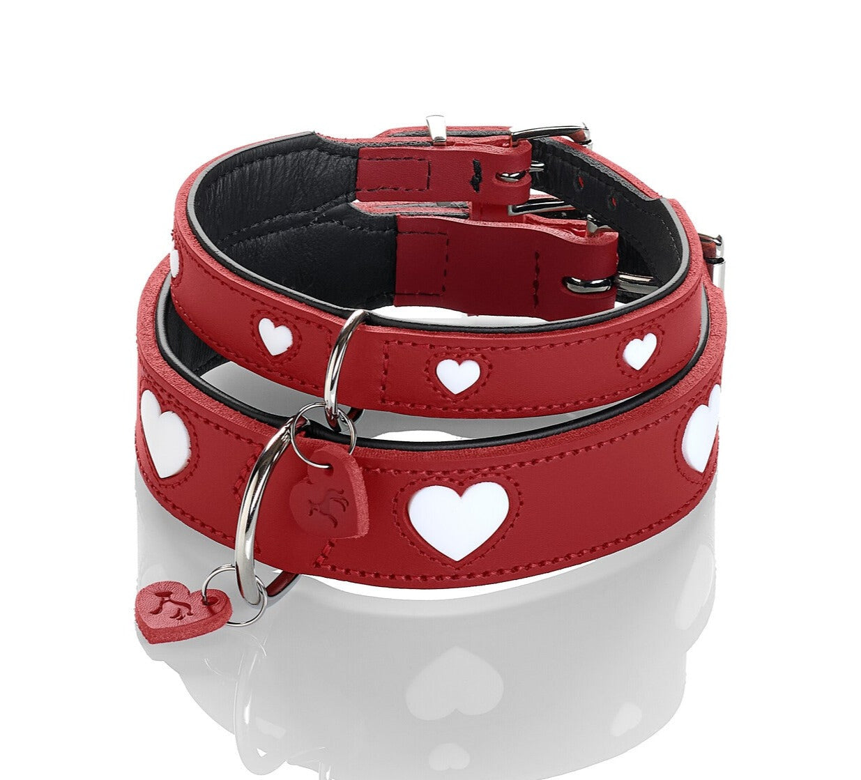 LOVE Collar - Hunter-petstore -especially soft cow leather -hearts are sewn in individually -made in Germany
