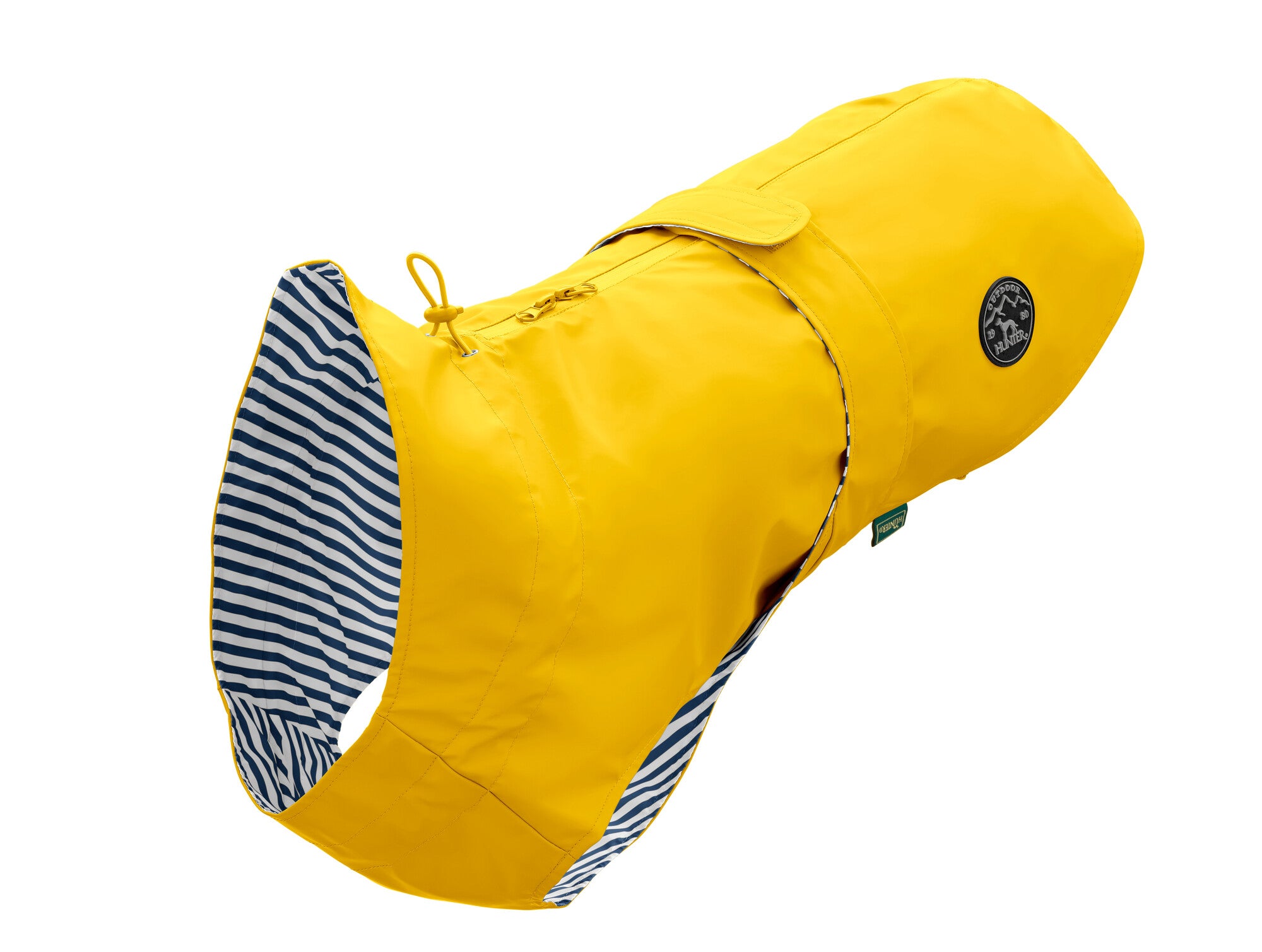 MILFORD Raincoat - Hunter-petstore -lightweight wind repellent and waterproof raincoat for dogs -with neck collar and closed belly area -individually adjustable belly strap with Velcro fastener -opening for the attachment of a leash to the collar and harness -elastic loops for the hind legs -attractive, classic design -washable at 90 °F