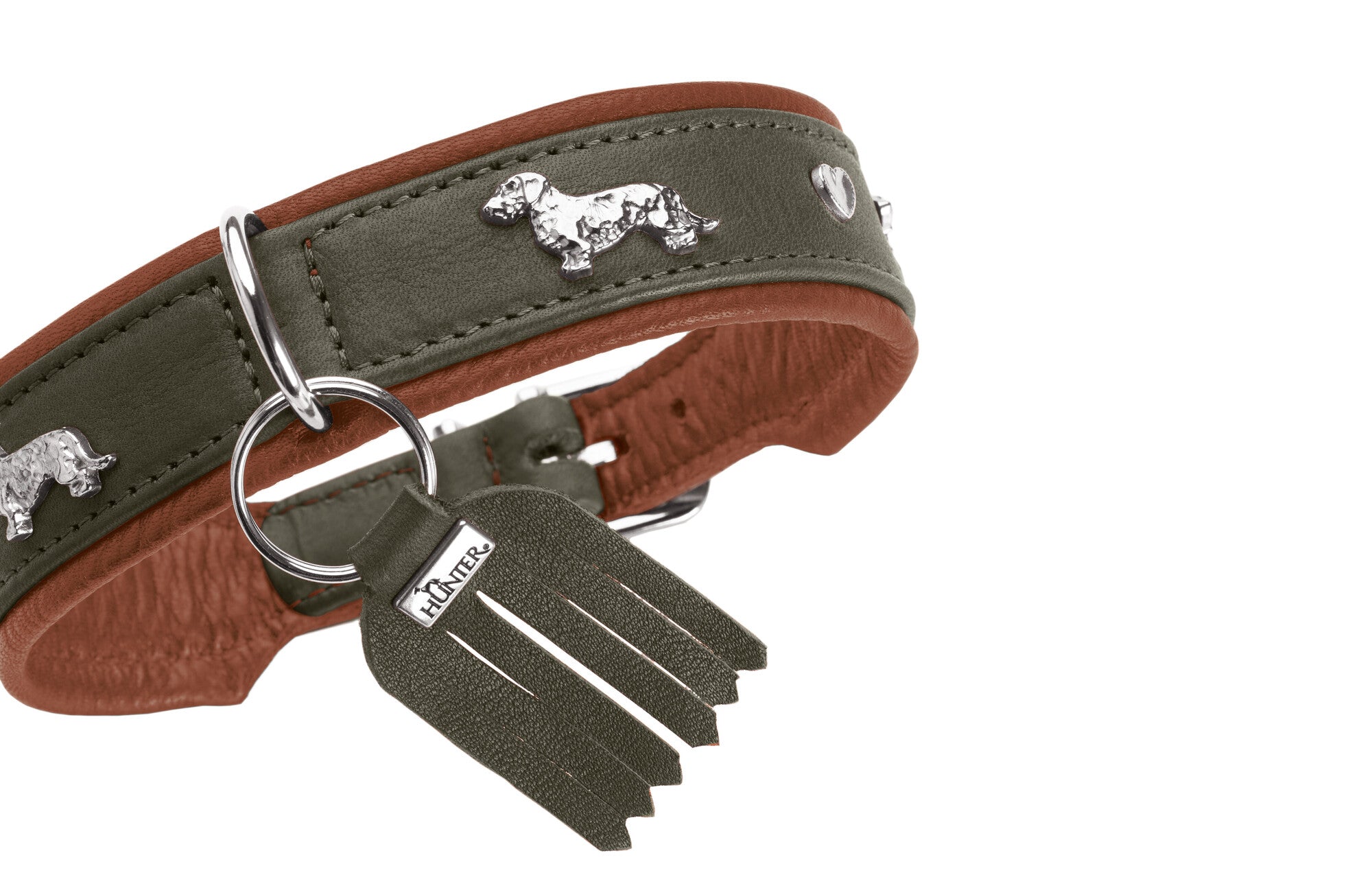 MÜNCHEN Dachshund Collar - Hunter-petstore -Classic collar for dogs with eye-catching trimmings in traditional look -With premium leather from ecological and socially responsible production -Noble and luxurious - for the highest demands -Particularly soft and supple feel -Gentle processing for high wearing comfort -Made in Germany