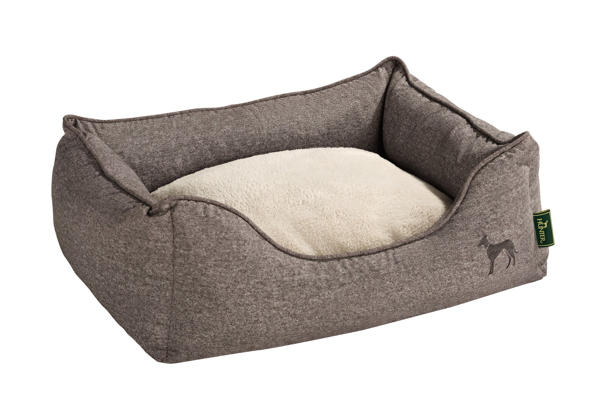 BOSTON Sofa - Hunter-petstore -Cozy, classic dog sofa with reversible cushions -Reversible cushions, with soft plush trimming on one side -Bulky filling and pleasant feel -With zipper removable cover -Slip-resistant underside -Cover washable at 140°F