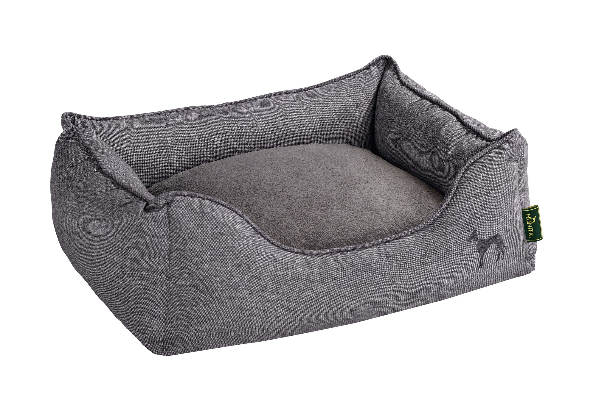 BOSTON Sofa - Hunter-petstore -Cozy, classic dog sofa with reversible cushions -Reversible cushions, with soft plush trimming on one side -Bulky filling and pleasant feel -With zipper removable cover -Slip-resistant underside -Cover washable at 140°F