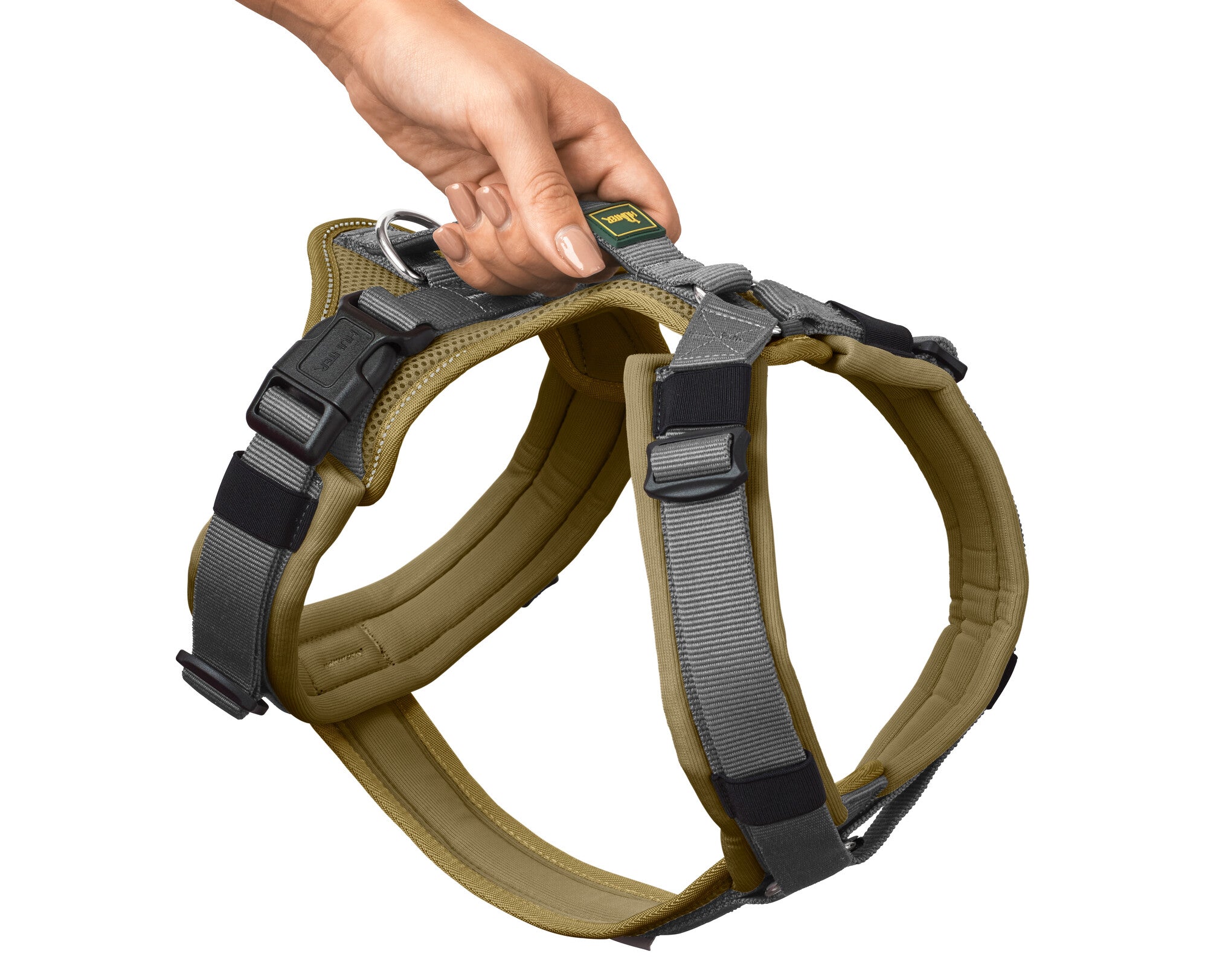 MALDON Up Harness - Hunter-petstore -Especially soft padding, particularly at the pressure points -Ideal fit -Highly reflective thanks to 3M™ Scotchlite™ Reflective Material components -With padded handle (from size S-M) -Fourfold adjustable