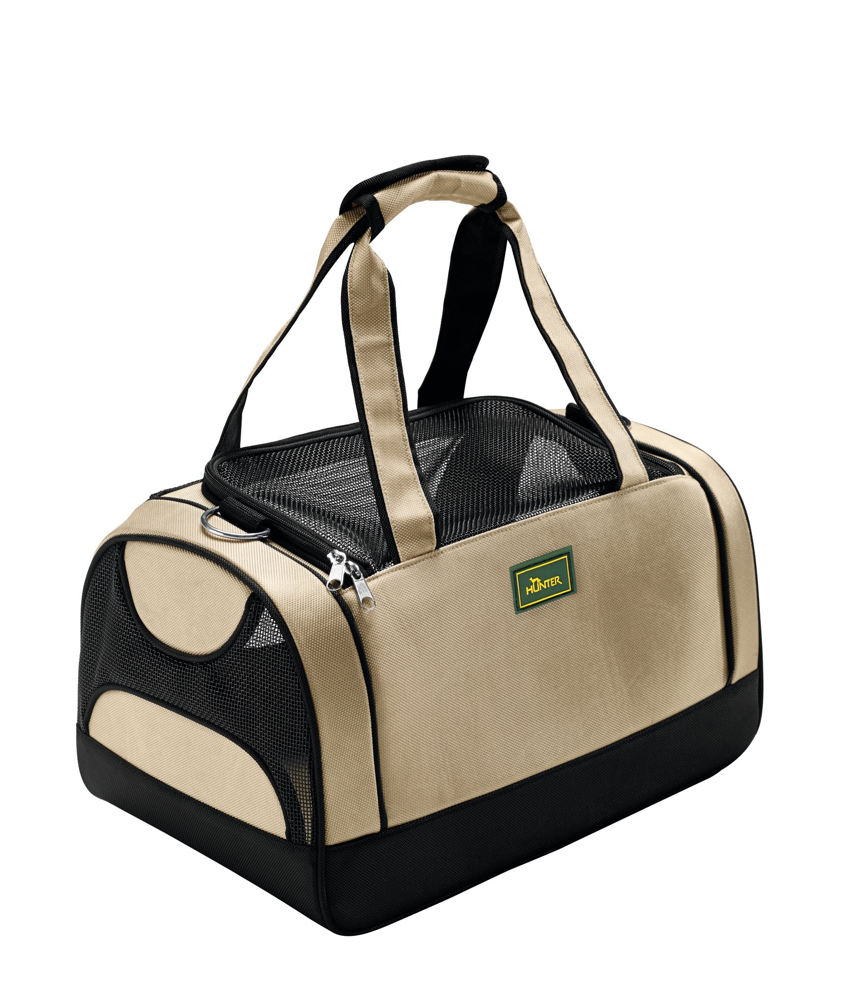 Carrier bag PORTLAND - Hunter-petstore -Carry bag for pets weighing up to 17.6 lbs -Washable, robust material with mesh inserts for optimum air supply -With carrying handle and detachable, adjustable shoulder strap -With two-way zipper -Possible access from the top