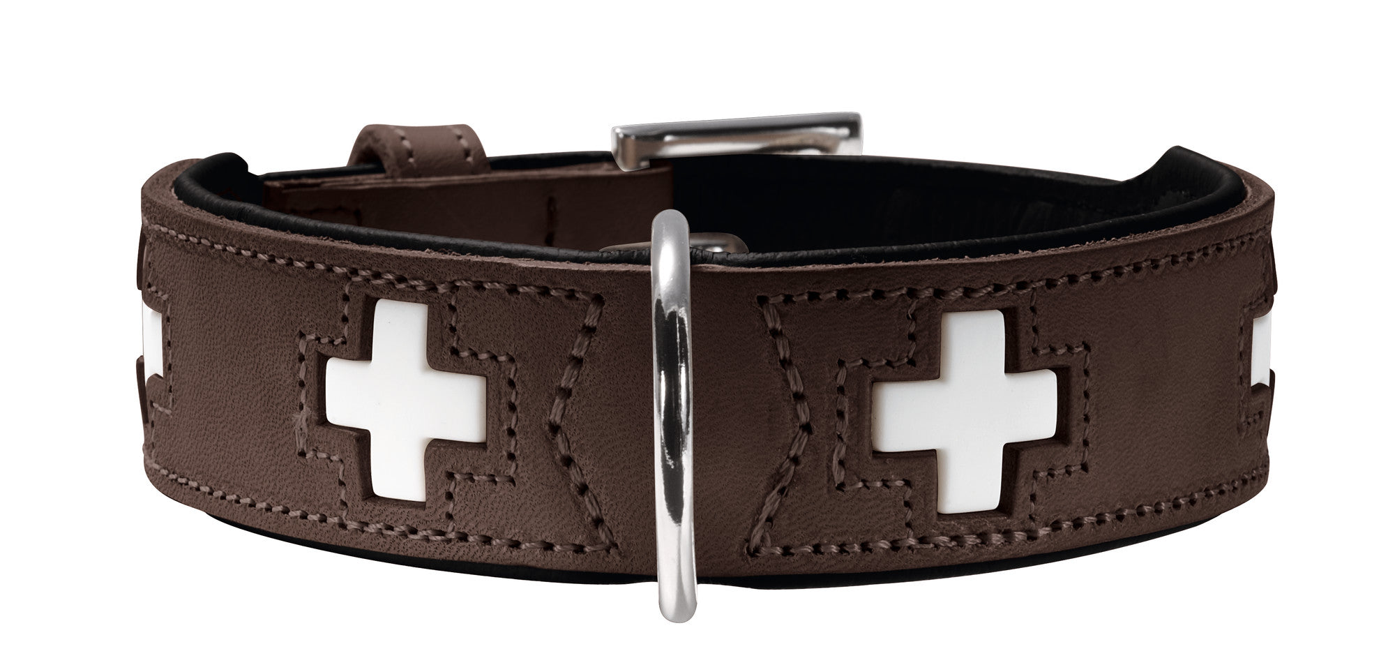 SWISS Collar - Hunter-petstore -especially soft cow leather -crosses are sewn in individually -made in Germany