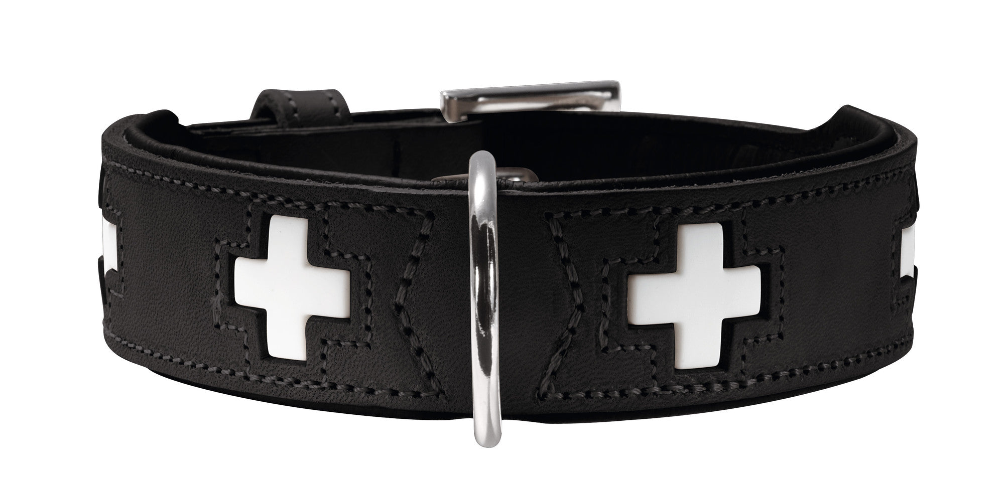 SWISS Collar - Hunter-petstore -especially soft cow leather -crosses are sewn in individually -made in Germany