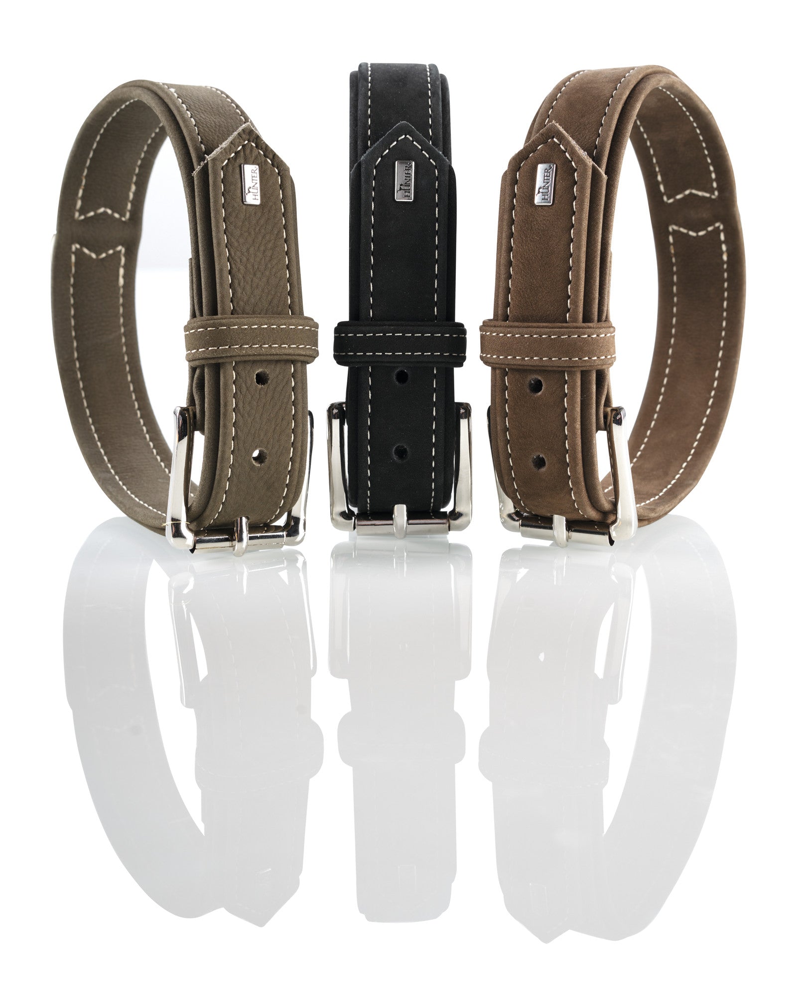 HUNTING Collar - Hunter-petstore -Made of extra soft nubuck leather -Velvety surface -With contrast stitching -Made in Germany