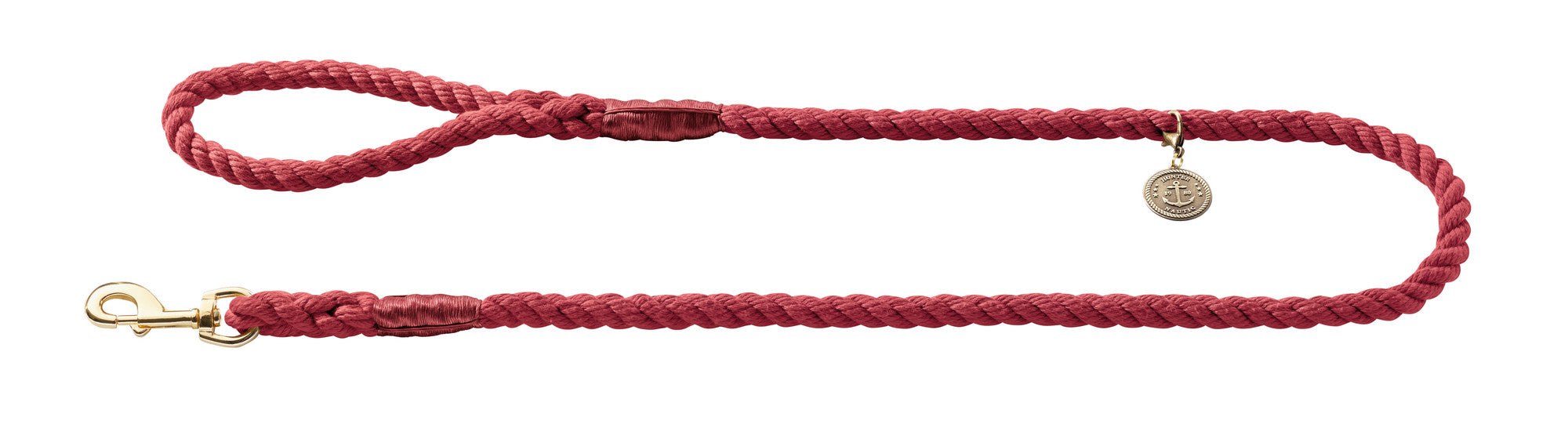 LIST Leash - Hunter-petstore -nautical rope look -robust braiding -brass fittings -detachable brass badge -with hand loop -Ahoy there!