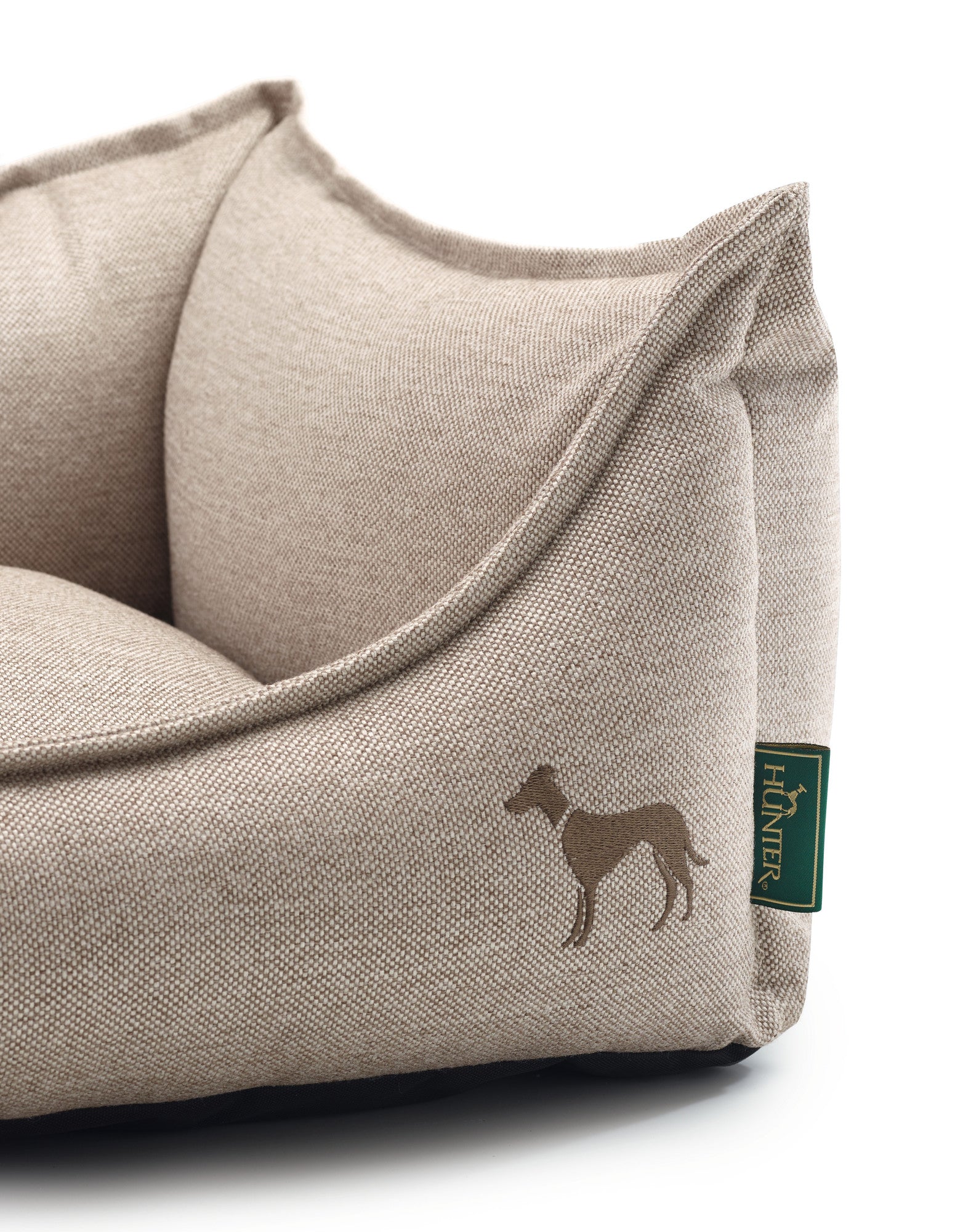 LIVINGSTON Sofa - Hunter-petstore -Cozy dog sofa with robust structured fabric -Elegant-classic design, with fine HUNTER embroidery -A high rim can support the dog's sense of security -Bulky filling and pleasantly soft feel -Per zipper removable cover -Cover washable at 140 °F