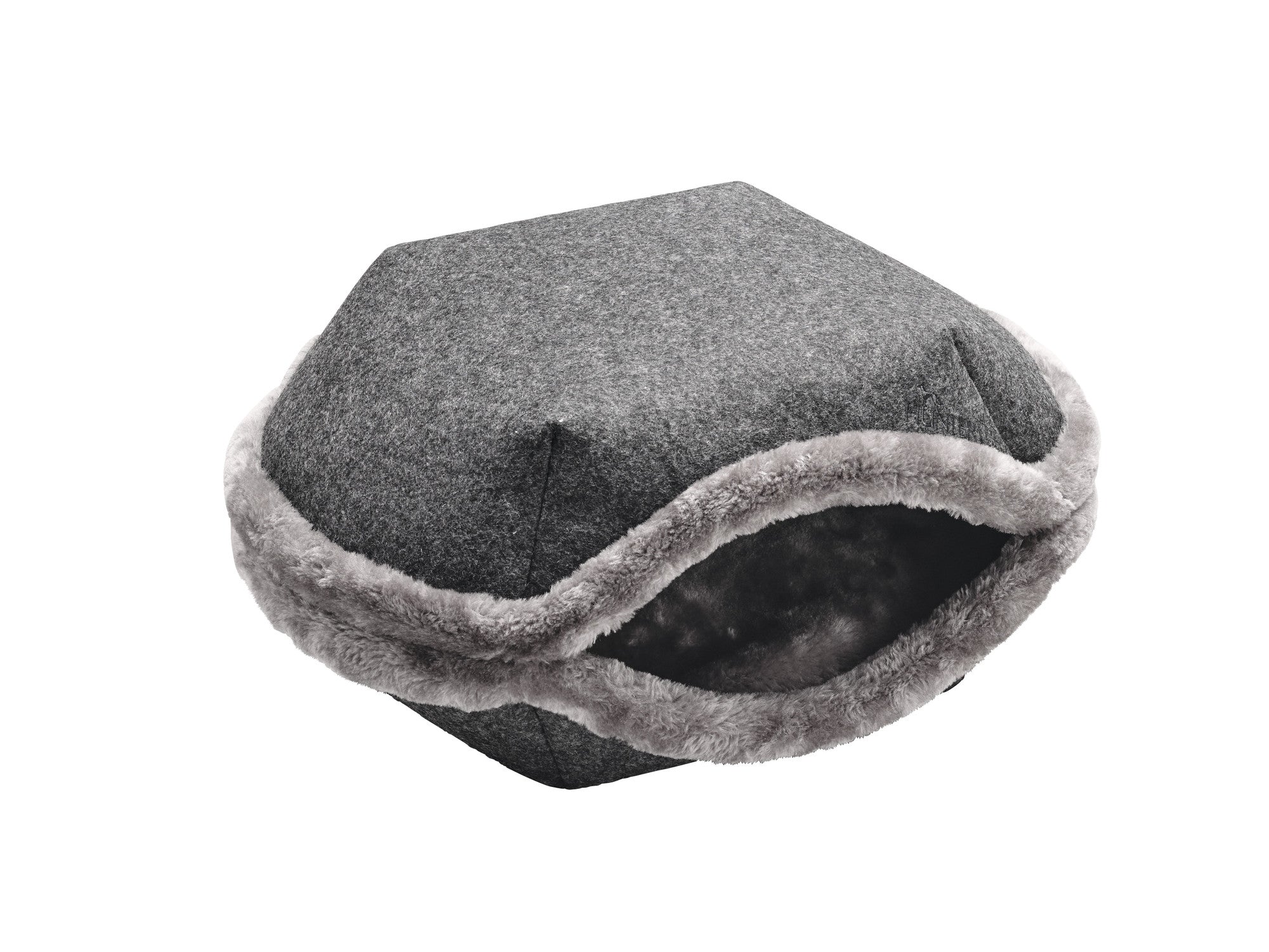 LUGANO Cave Bed - Hunter-petstore -2-in-1: cuddly cave and bed for pets -For hiding, sleeping and resting -Can be converted with a few hand movements -With removable, cuddly inner cushion/li> -Hand wash -21.7"