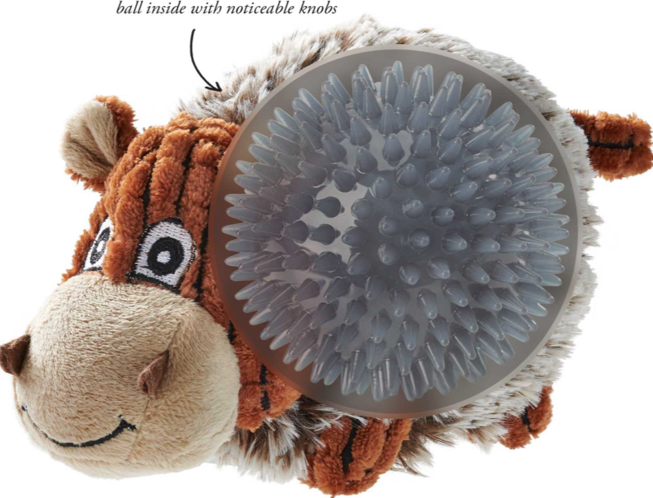 PORI Cow Dog toy - Hunter-petstore -soft and fluffy outside -sturdy hedgehog ball made from TPR inside -with a squeaker -washable at 86 °F