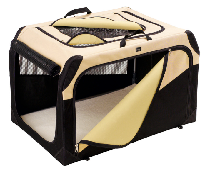 Foldable Dog Crate - Hunter-petstore -Versatile, durable dog crate -Easy to handle -With light, robust frame -With several well thought-out entry options and »windows« -With cuddly, reversible lying mat -With closable side pocket for important utensils such as vaccination card or tick hooks -Optimal air circulation thanks to mesh inserts -With clever carrying handles -With space-saving storage bag