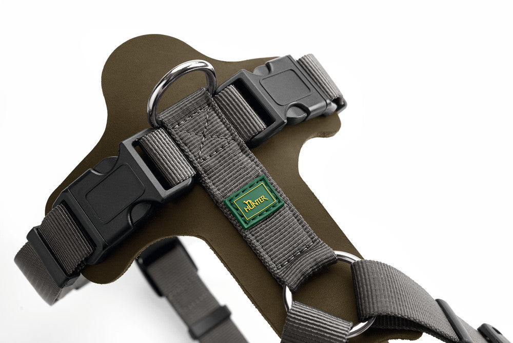 AALBORG Mixed Harness - Hunter-petstore -combination of cowhide leather and nylon -5-way adjustment -with light plastic clasp -made in Germany