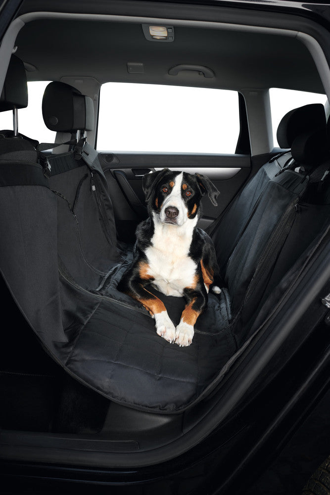 Car seats cover HAMILTON - Hunter-petstore -padded protective cover for the back seat in the car -protect the seats from dirt, hair and scratches -easy attachment to the headrests -reinforcements for more stability -with opening slots for safety belts -seat division possible by zipper -65% polyester, 35% cotton -washable at 205 °F