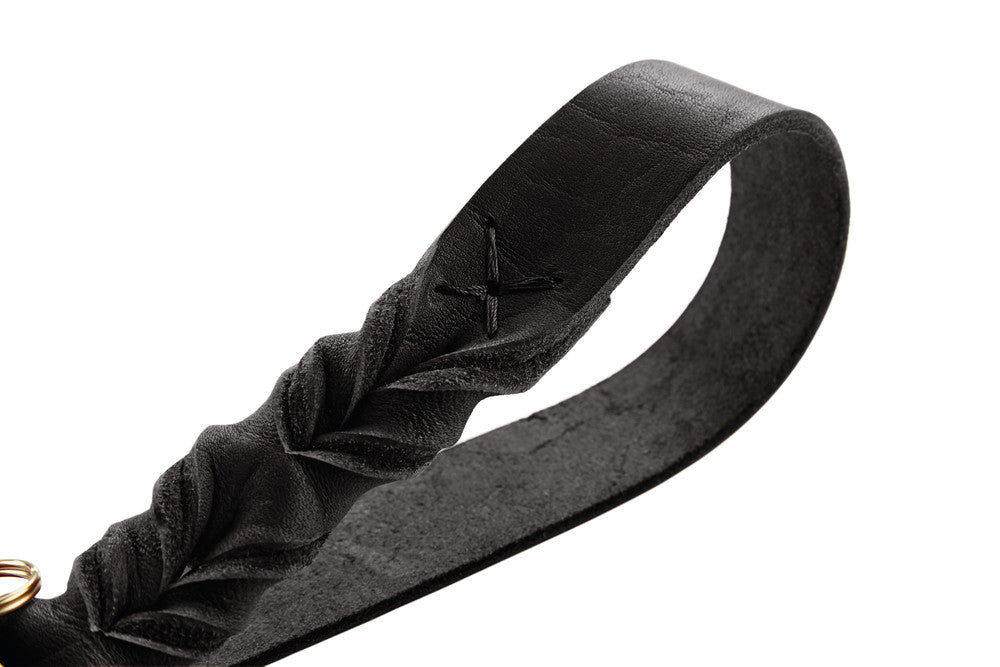 SANSIBAR Solid Collar - Hunter-petstore -particularly tough and hard-wearing leather -hand-braided details -brass fittings -with leather keyring -made in Germany