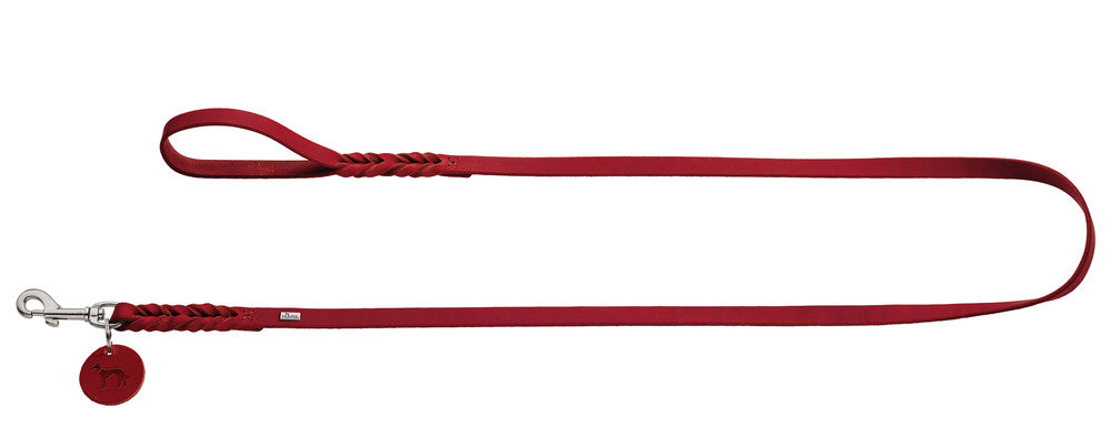 SOLID EDUCATION Leash - Hunter-petstore -particularly tough and hard-wearing leather -hand-braided -with a leather keyring -snap bolt braided into the leather -with hand loop -made in Germany