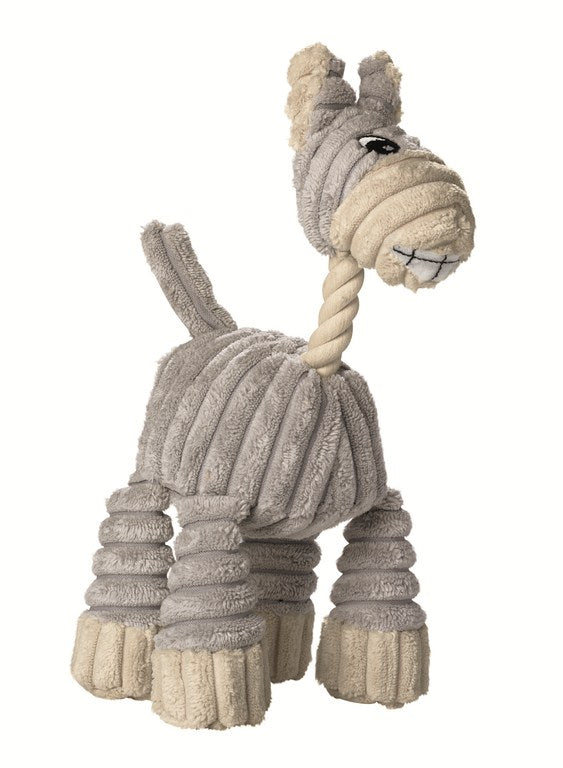HUGGLY ZOO Donkey Dog toy - Hunter-petstore -dog toy to cuddle and love -suitable for small and medium-sized dogs -cute design -with tooth-caring rope -without squeaker -washable at 90 °F -9.84 in