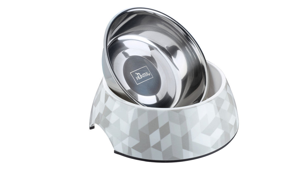 BAKU Bowl - Hunter-petstore -feeding or drinking bowl with melamine -with removable stainless steel bowl -with heart print -slip-resistant rubber rim on the bottom -long-lasting, shock and scratch resistant -easy to clean and dishwasher safe -food safe