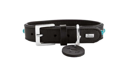 MODICA Collar - Hunter-petstore -classic collar, universally useable -particularly tough and hard-wearing leather -with decorative trimmings -with leather key ring -made in Germany