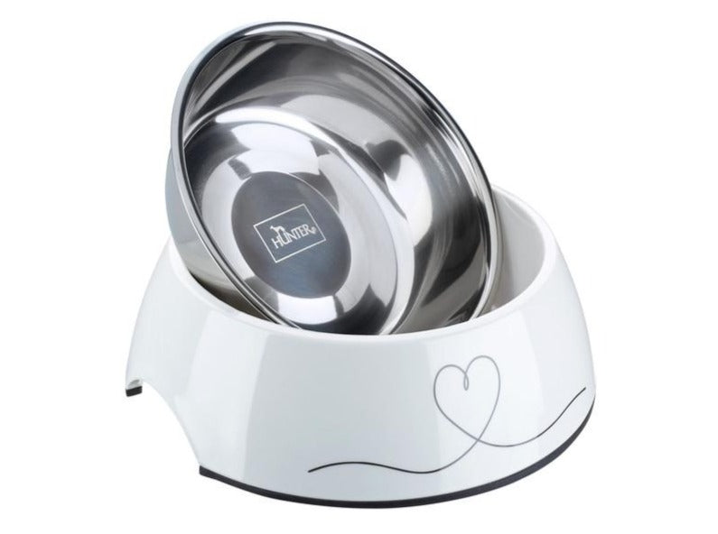 VALENCIA Bowl - Hunter-petstore -feeding or drinking bowl with melamine -with removable stainless steel bowl -with heart print -slip-resistant rubber rim on the bottom -long-lasting, shock and scratch resistant -easy to clean and dishwasher safe -food safe