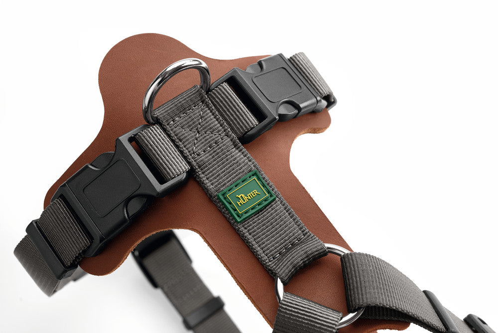 AALBORG Mixed Harness - Hunter-petstore -combination of cowhide leather and nylon -5-way adjustment -with light plastic clasp -made in Germany