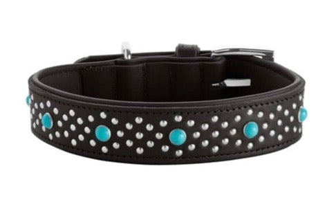 MADONA Collar - Hunter-petstore -classic collar, universally useable -particularly tough and hard-wearing leather -with decorative trimmings -with leather key ring -made in Germany