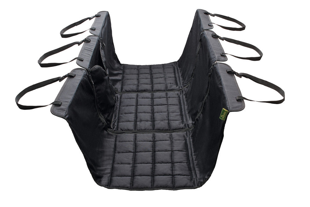Car seats cover HAMILTON - Hunter-petstore -padded protective cover for the back seat in the car -protect the seats from dirt, hair and scratches -easy attachment to the headrests -reinforcements for more stability -with opening slots for safety belts -seat division possible by zipper -65% polyester, 35% cotton -washable at 205 °F