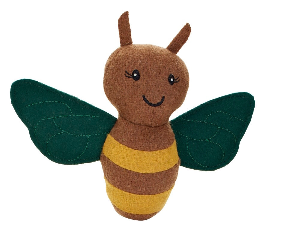 FLORENZ Bee Dog toy - Hunter-petstore -cute toy in insect look, without squeaker -for small and medium-sized dogs -pleasantly grippy material mix -for playing, cuddling and loving -made from up-cycled outer material and recycled filling -washable at 90 °F