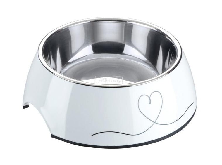 VALENCIA Bowl - Hunter-petstore -feeding or drinking bowl with melamine -with removable stainless steel bowl -with heart print -slip-resistant rubber rim on the bottom -long-lasting, shock and scratch resistant -easy to clean and dishwasher safe -food safe