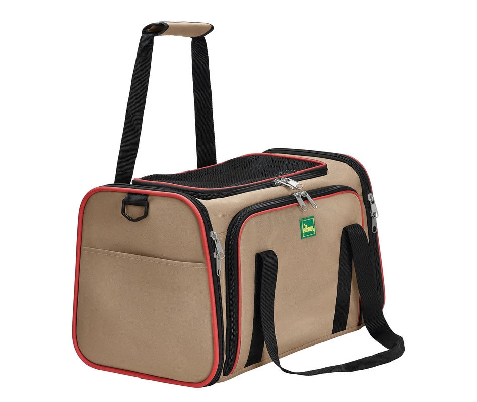 SYDNEY Dog carrier - Hunter-petstore -carry bag for pets weighing up to 14.5 lb -washable, robust material with mesh inserts for optimum air supply -with carrying handle and detachable, adjustable shoulder strap -the lying surface can be significantly extended with a zipper -possible access from the front, top and sides