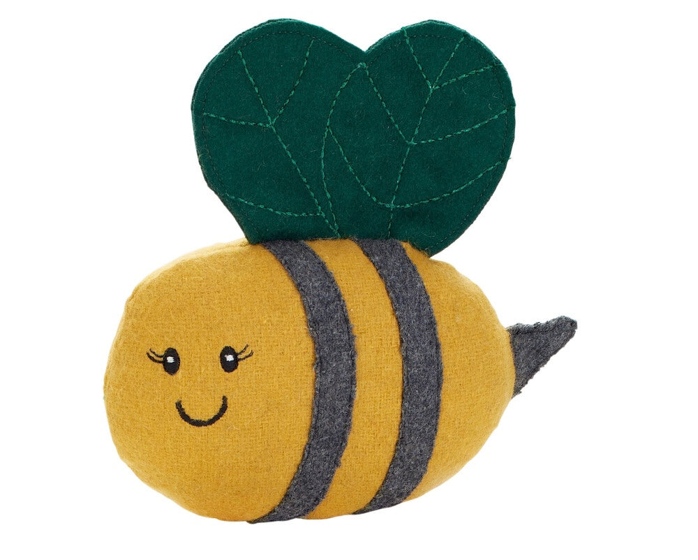 FLORENZ BumbleBee Dog toy - Hunter-petstore -cute toy in insect look, without squeaker -for small and medium-sized dogs -pleasantly grippy material mix -for playing, cuddling and loving -made from up-cycled outer material and recycled filling -washable at 90 °F -8.66 in