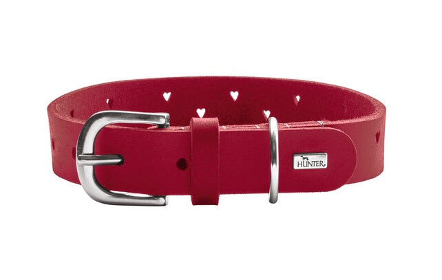 AALBORG Soul Collar - Hunter-petstore -classic collar, universally usable -especially well-suited to use in dog sports due to a liberal application of oil -particularly tough and hard-wearing leather -with charming heart punching -made in Germany